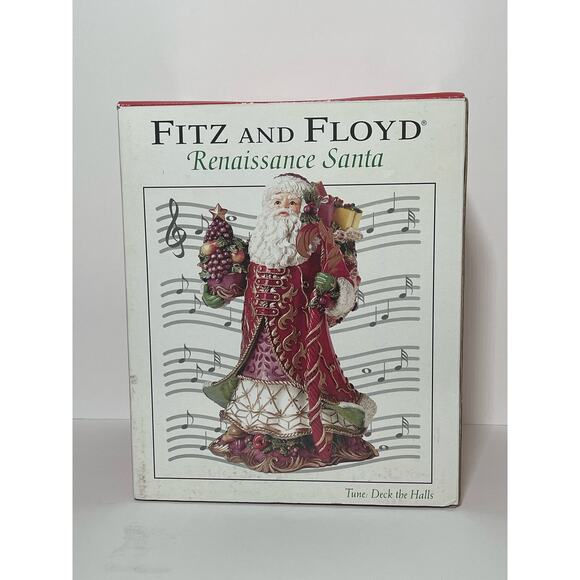 Fitz & Floyd Renaissance Musical Santa Figurine W/box - Deck The Halls - Picture 1 of 11